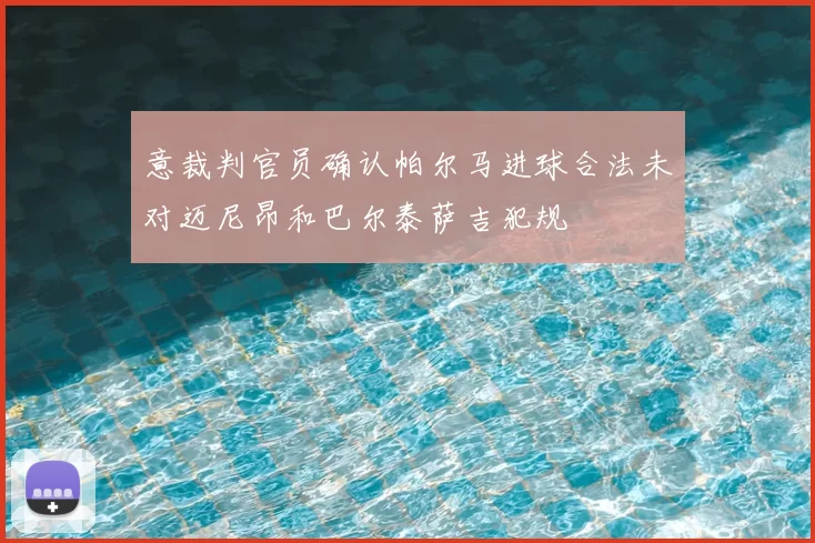 意裁判官员确认帕尔马进球合法未对迈尼昂和巴尔泰萨吉犯规